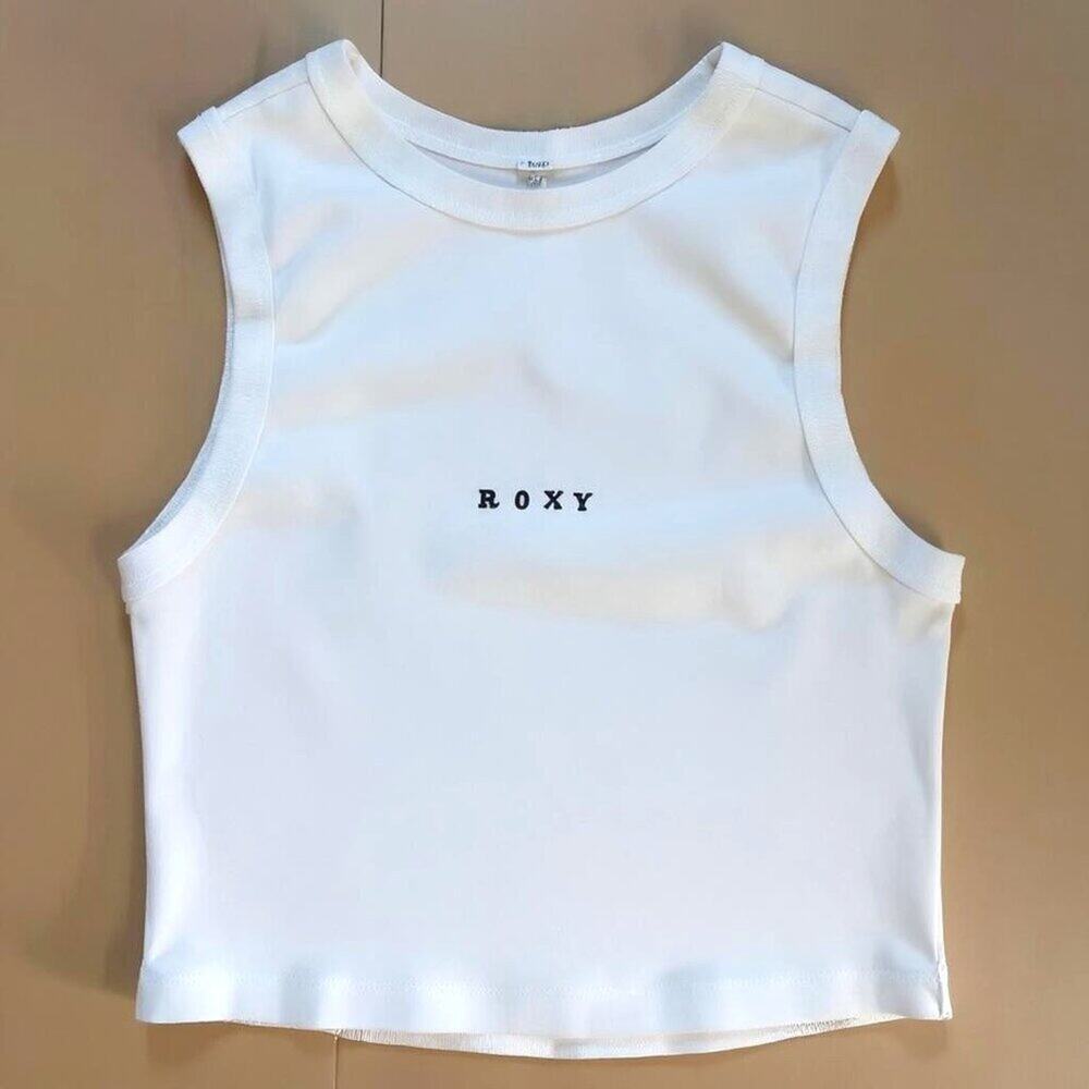 Roxy Iconic Days Ribbed Crop Tank Top White XS NWT